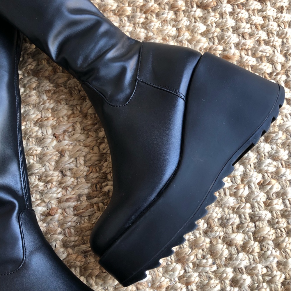 Steve Madden Black Platform Wedge Knee Boots - Picture 9 of 16